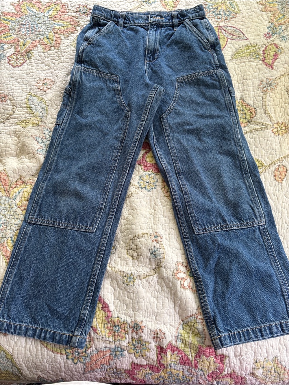 VintageOld Navy women’s Blue carhartt B73 DST double knee logger Jeans